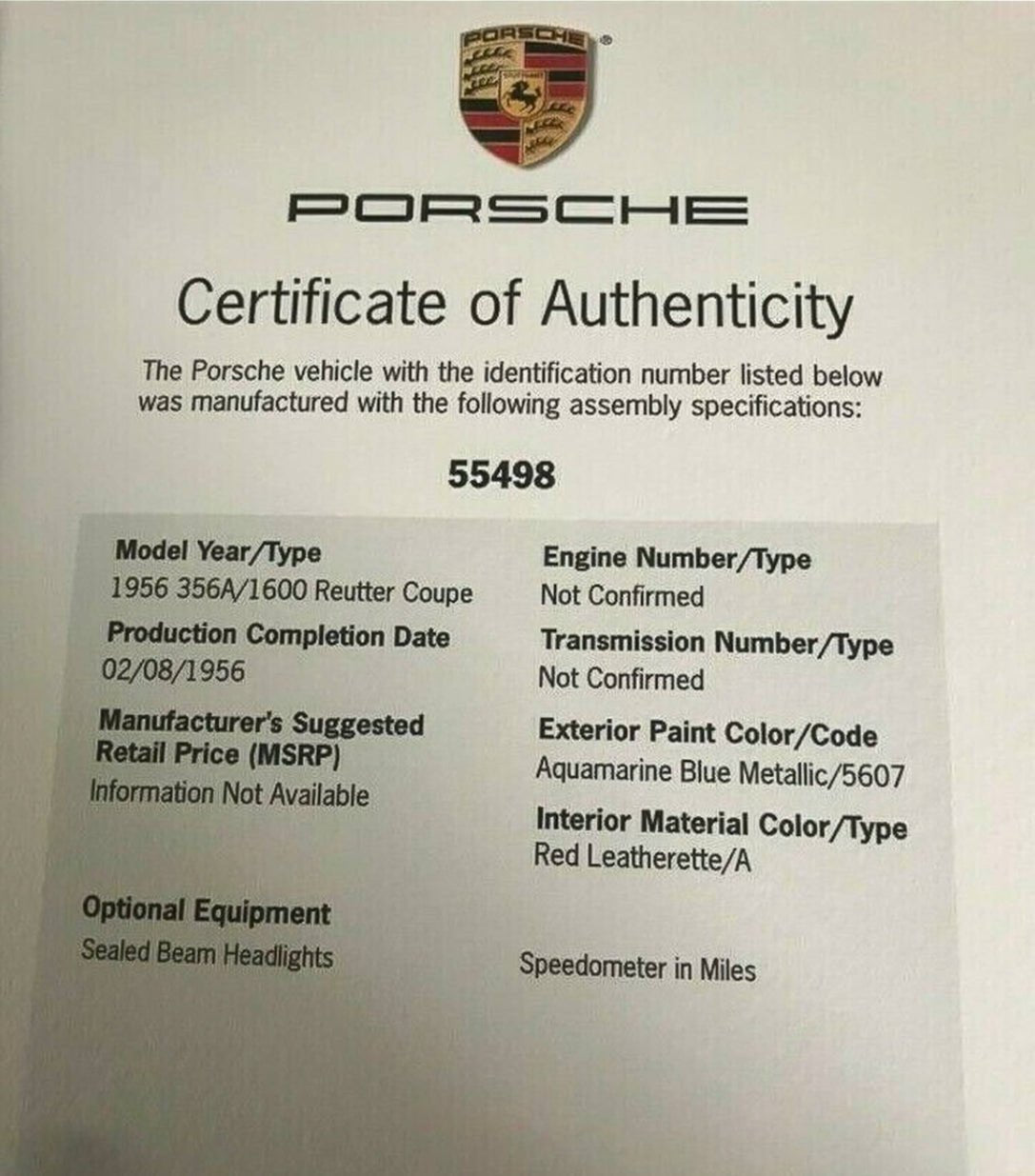 1956 Porsche 356A 1600 Coupe - DNA - Motorsports